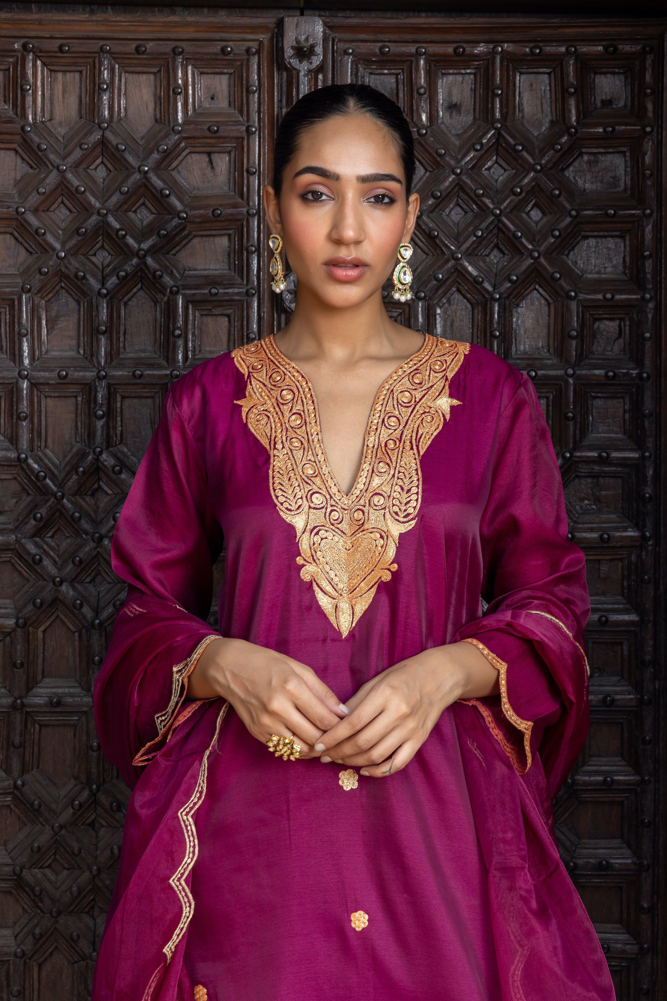 Plum Silk Kurta Set