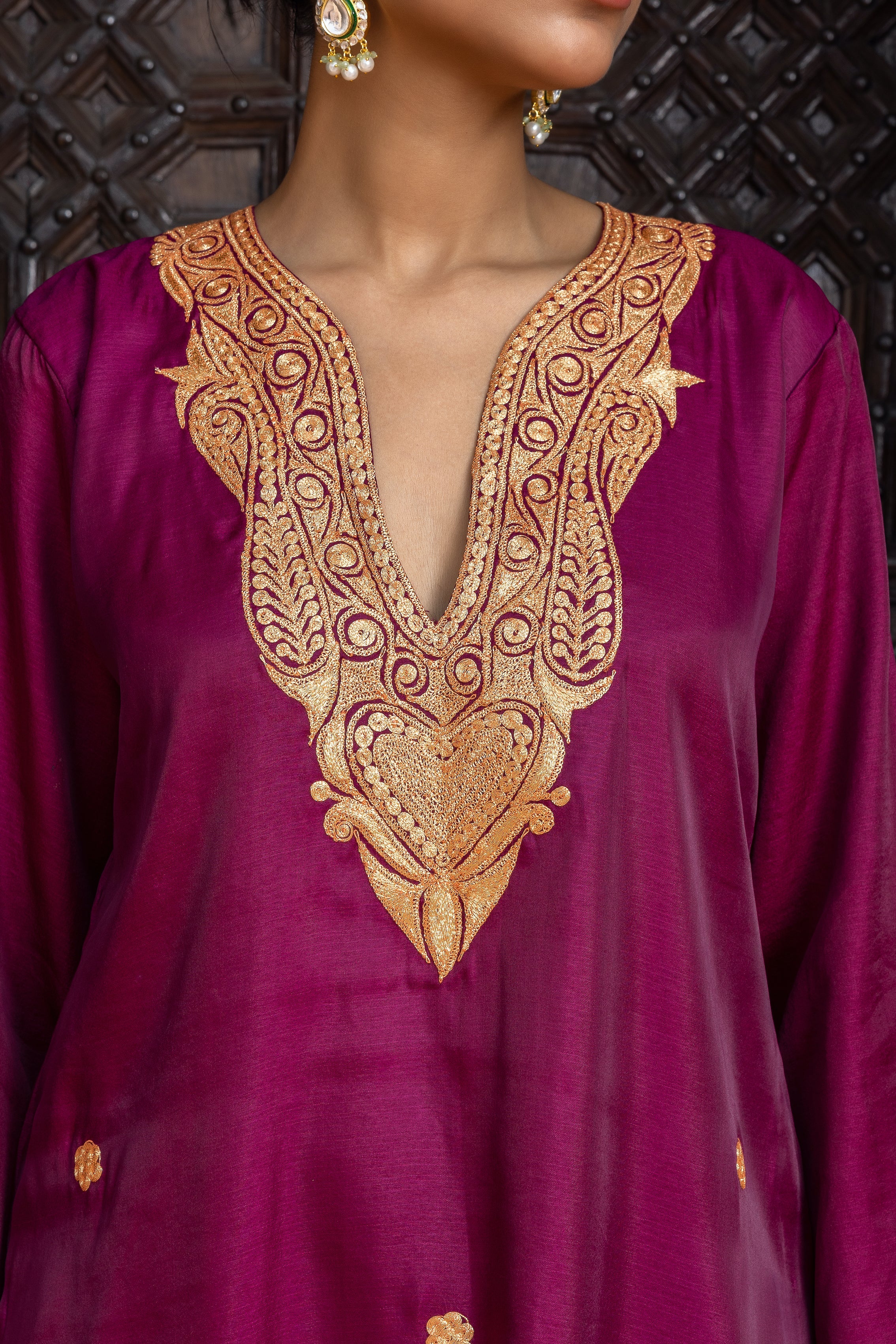 Plum Silk Kurta Set