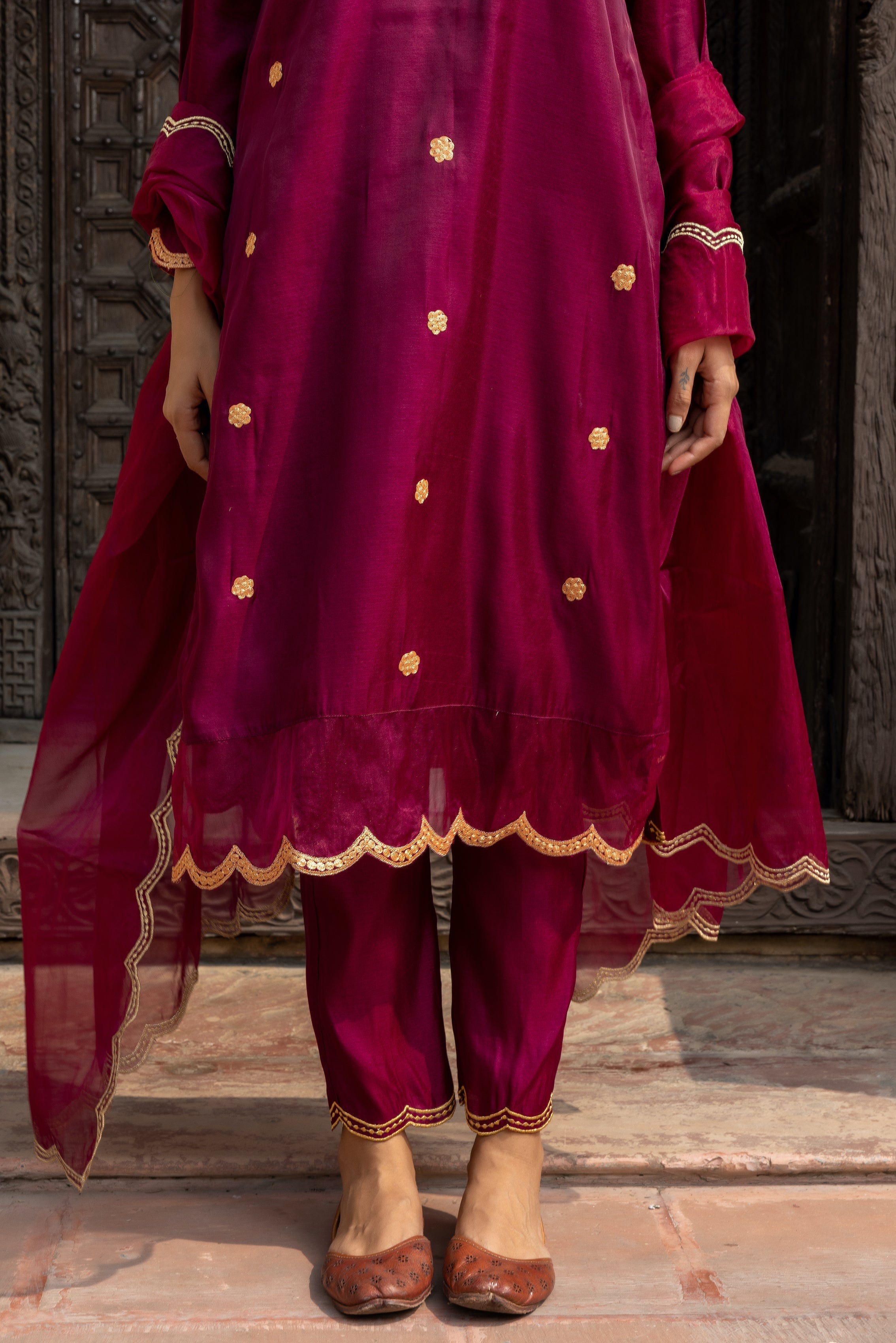 Plum Silk Kurta Set