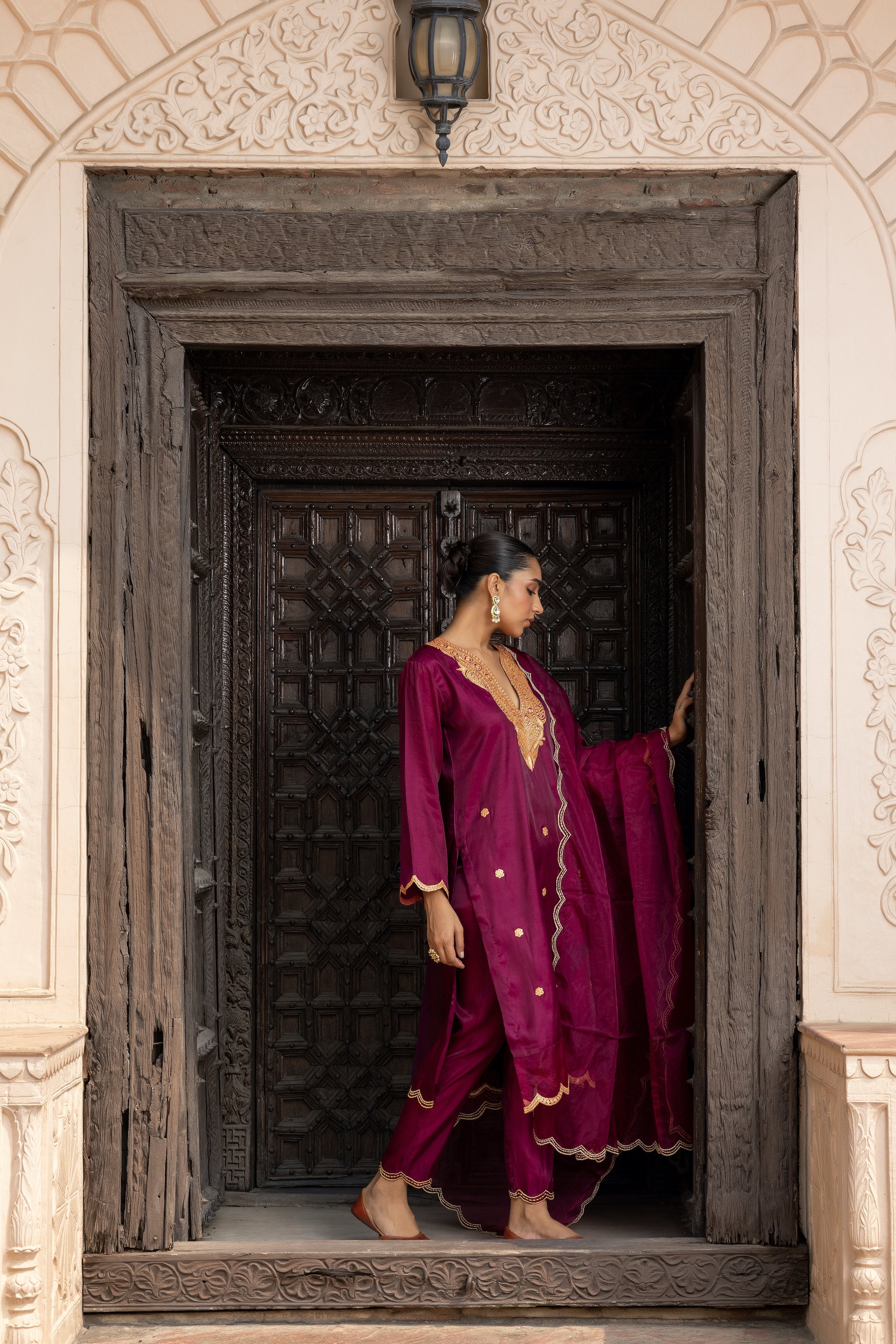 Plum Silk Kurta Set