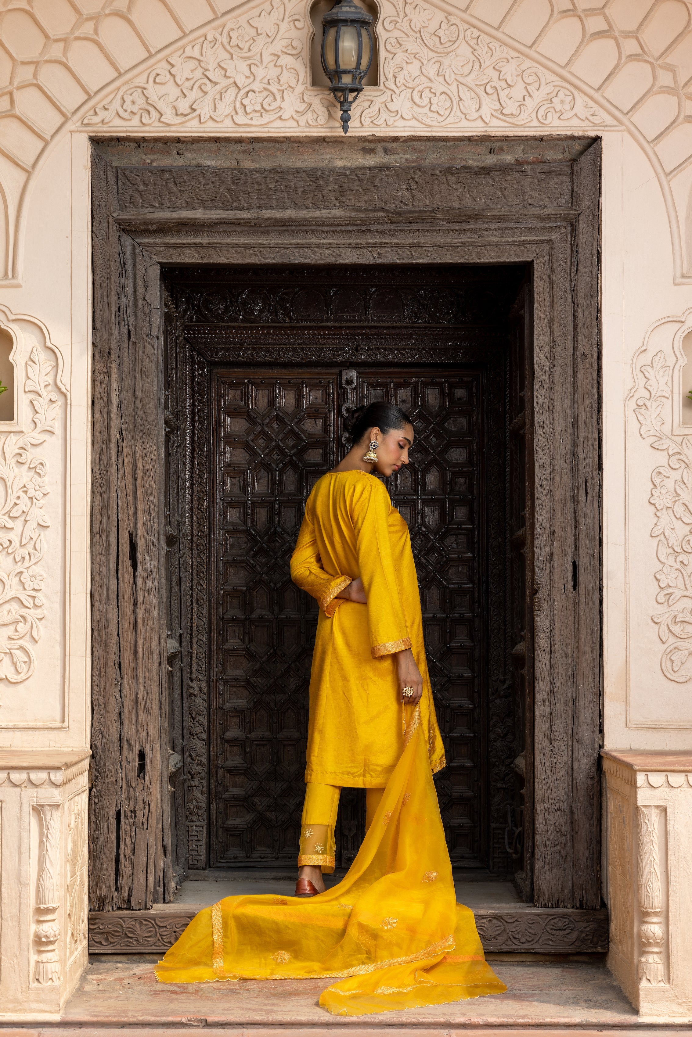 Yellow Silk Kurta Set