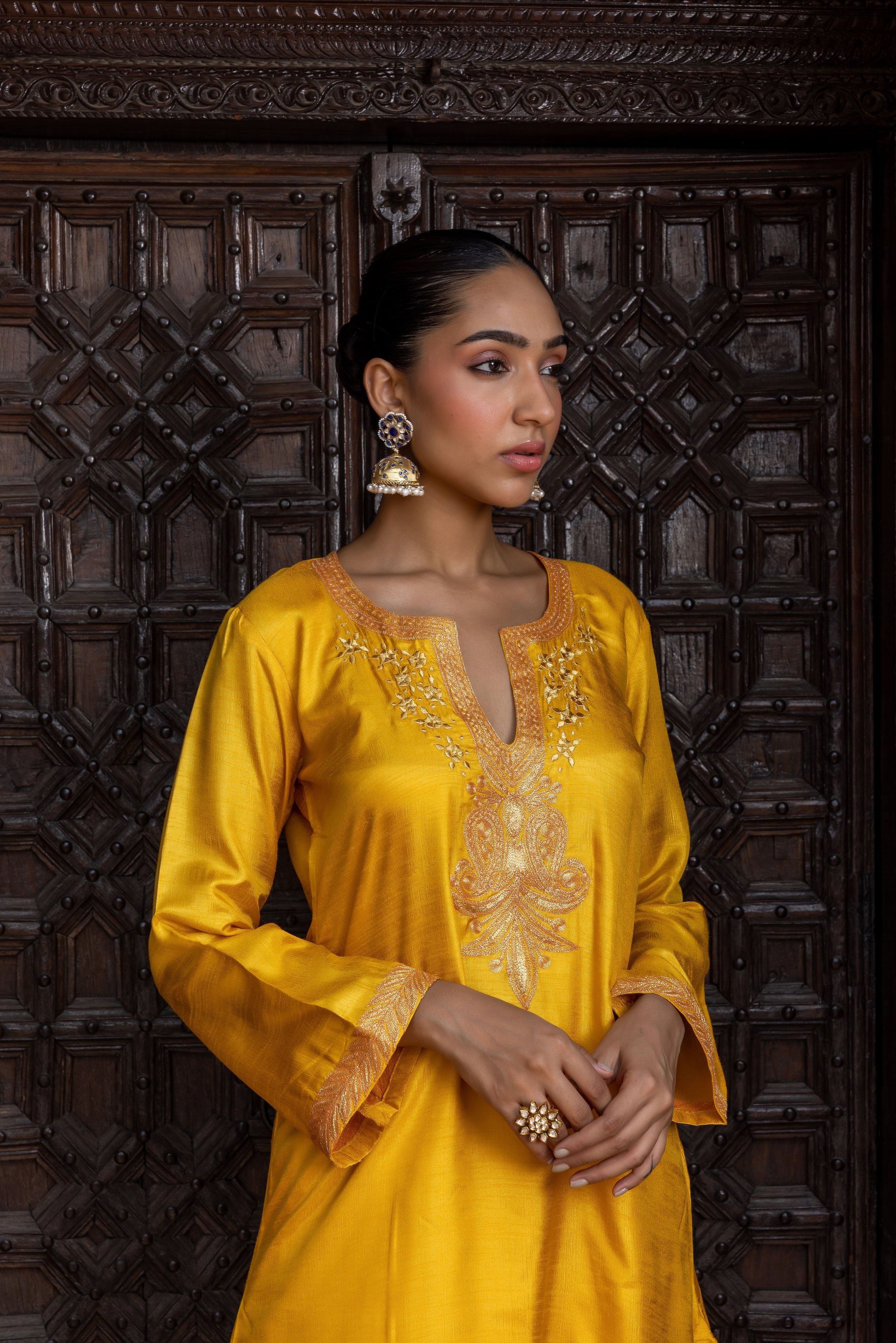 Yellow Silk Kurta Set