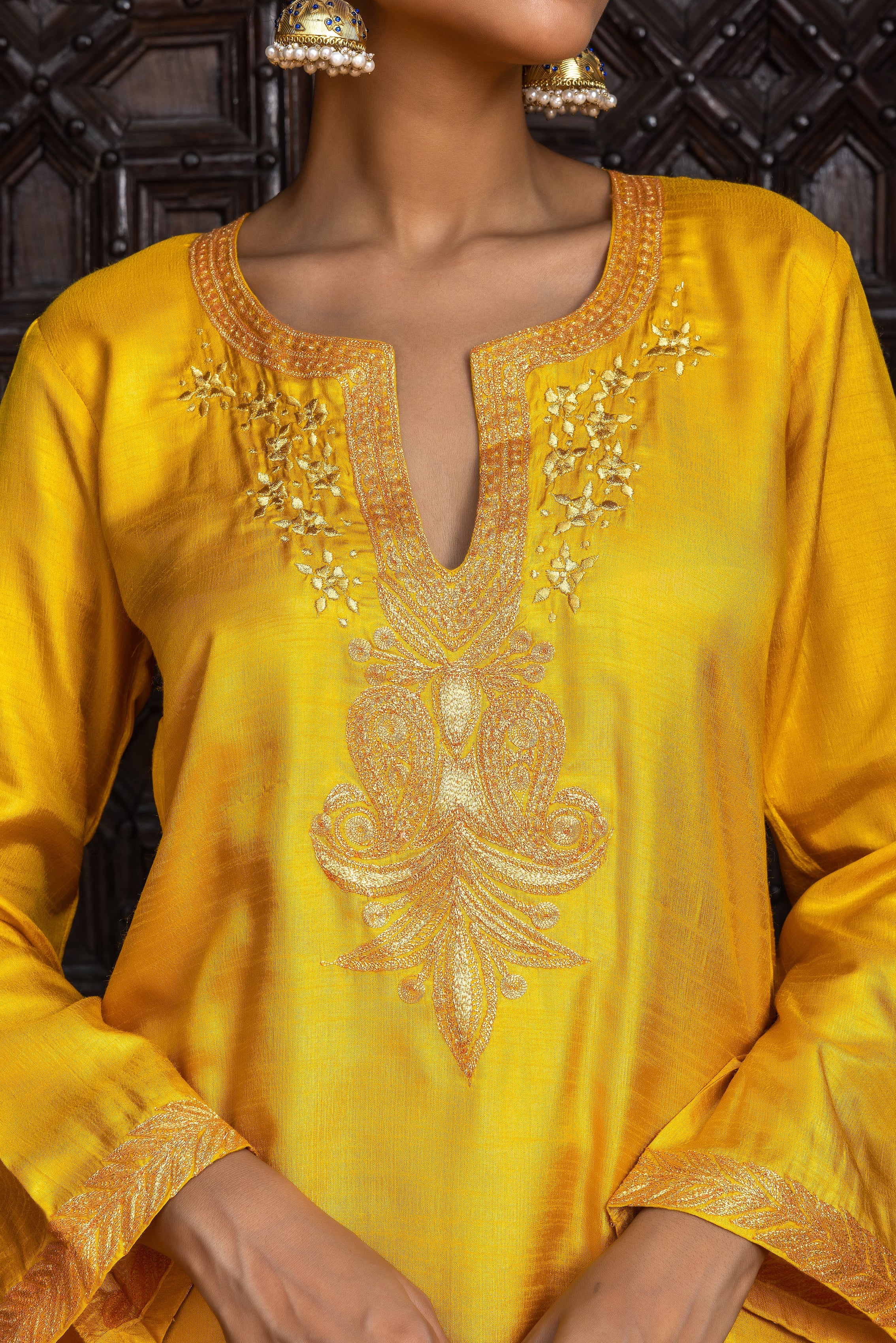 Yellow Silk Kurta Set