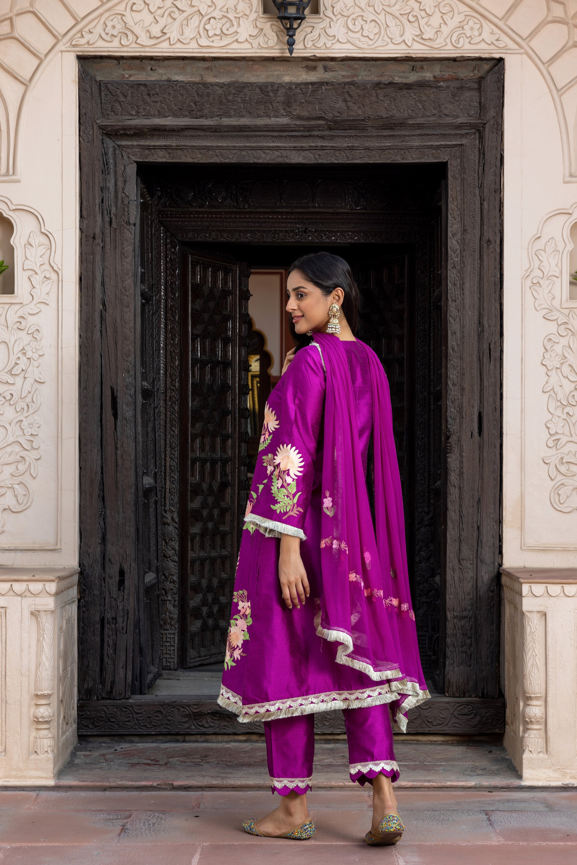 Purple Silk Kurta Set