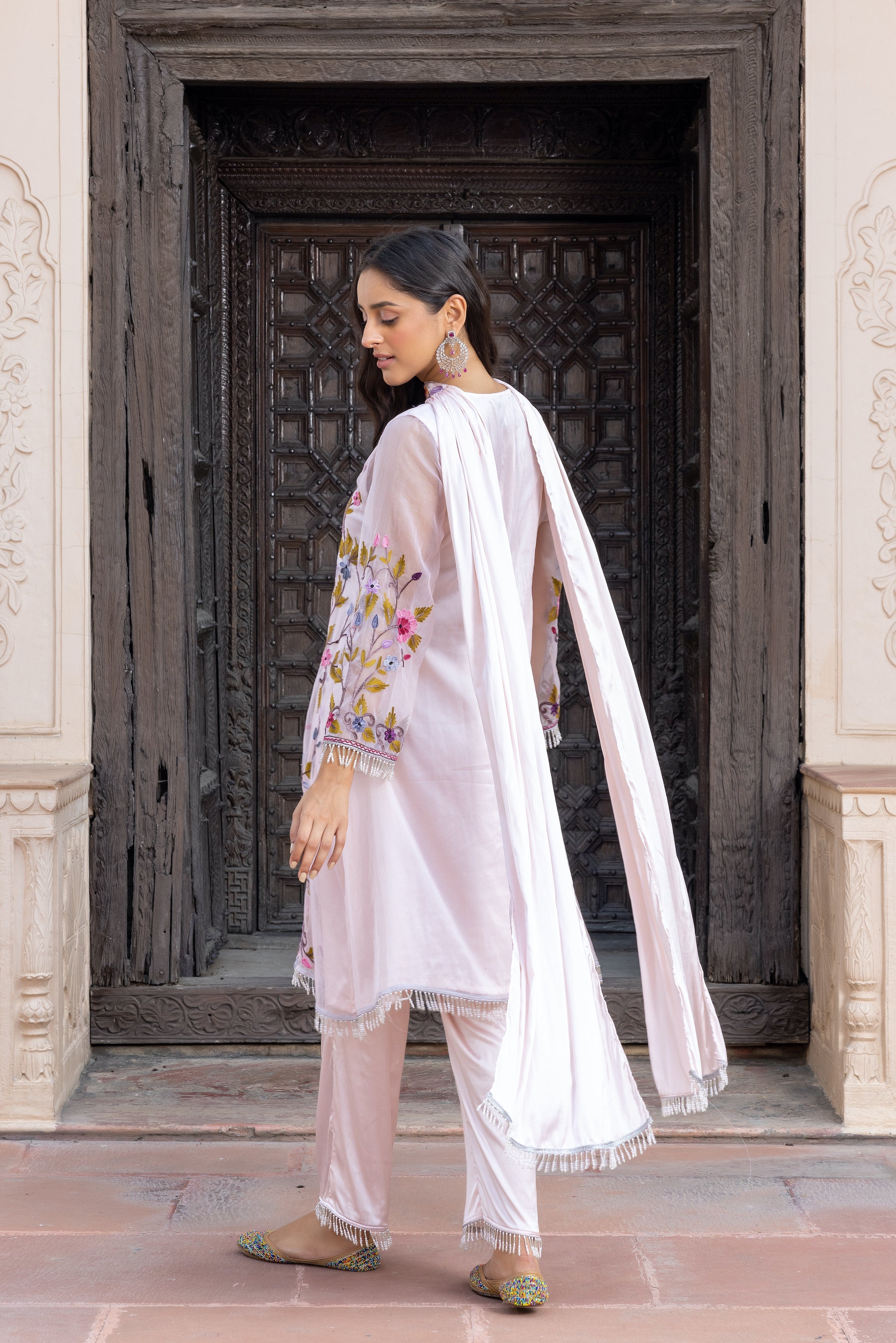 Rose Pink Khwabeeda Organza Kurta Set