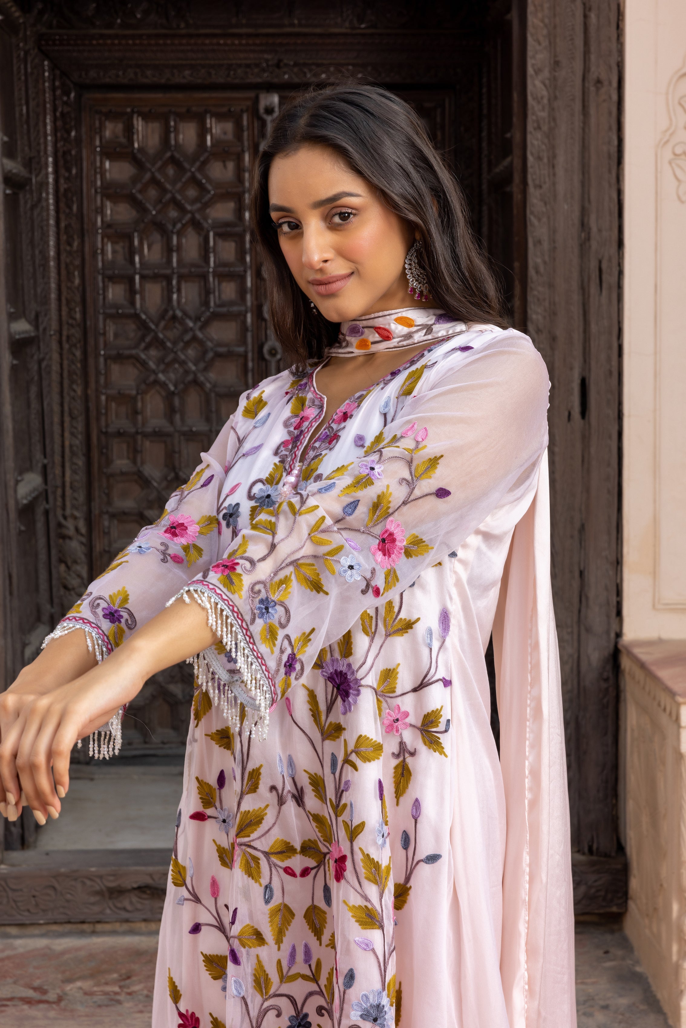 Rose Pink Khwabeeda Organza Kurta Set