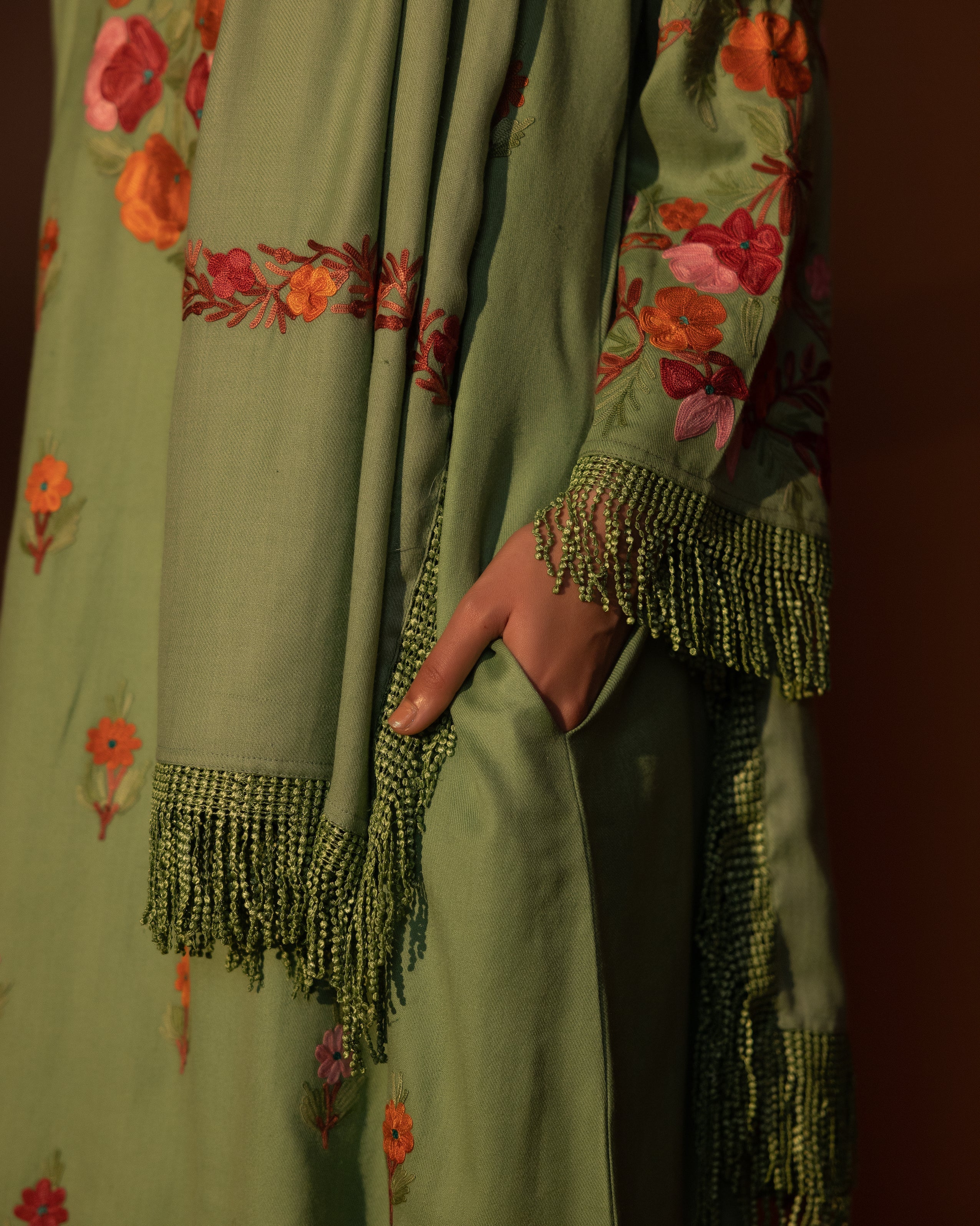 Green Pashmina Pheran Set