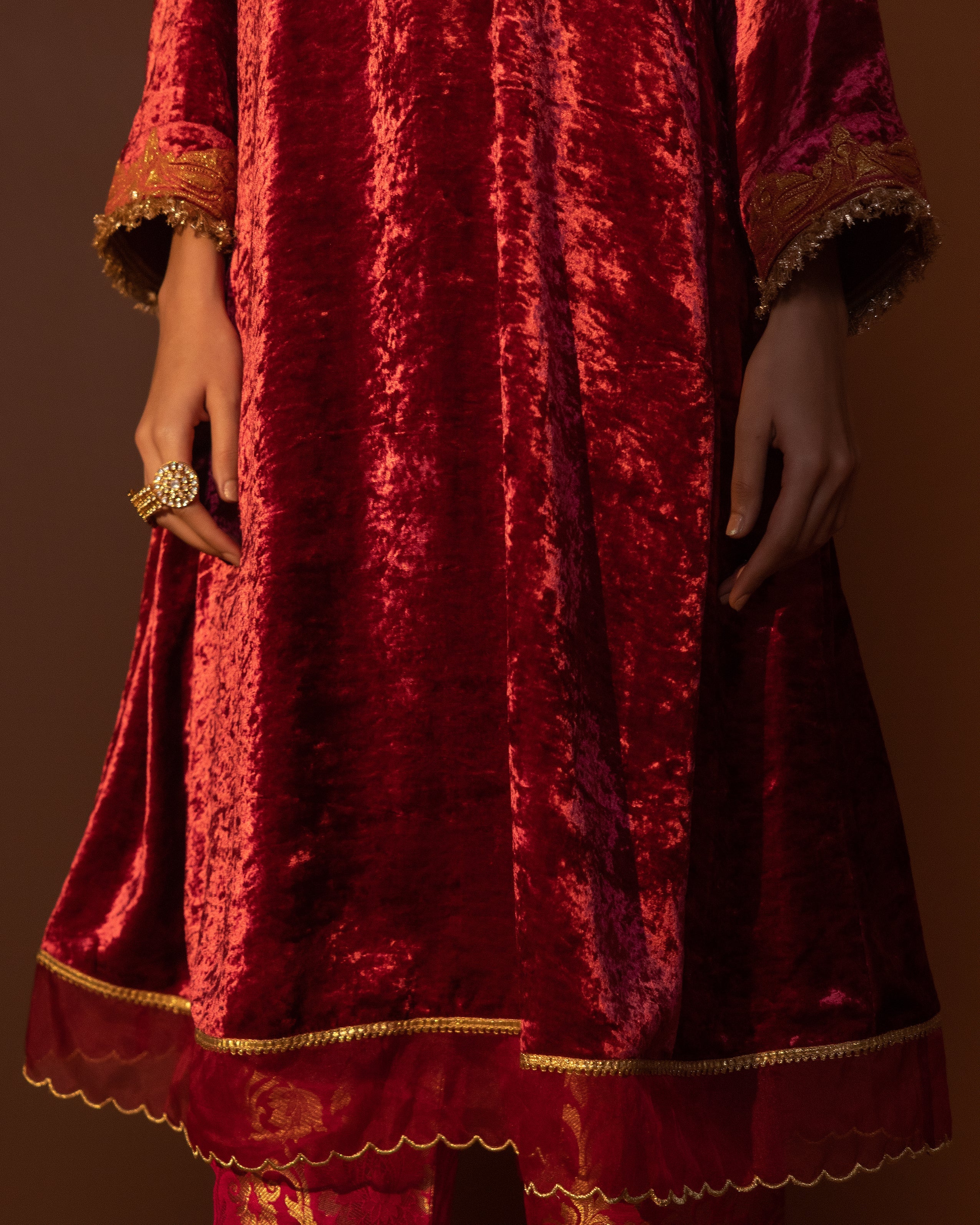 Raspberry Raeshmi Silk Velvet Kurta Set