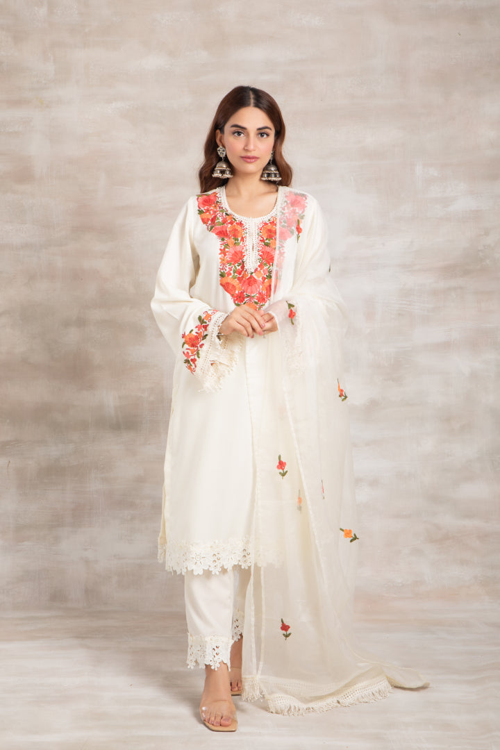 Firdaus Ivory Cotton Kurta Set