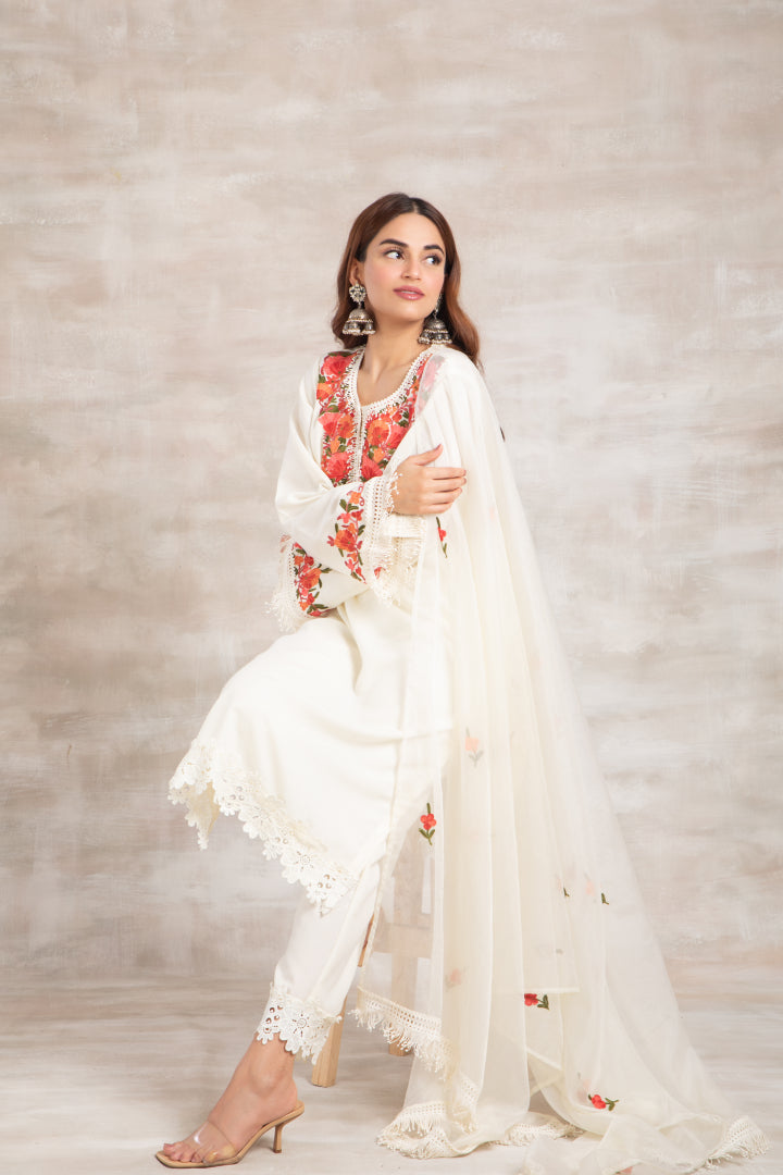 Ivory Organza Dupatta