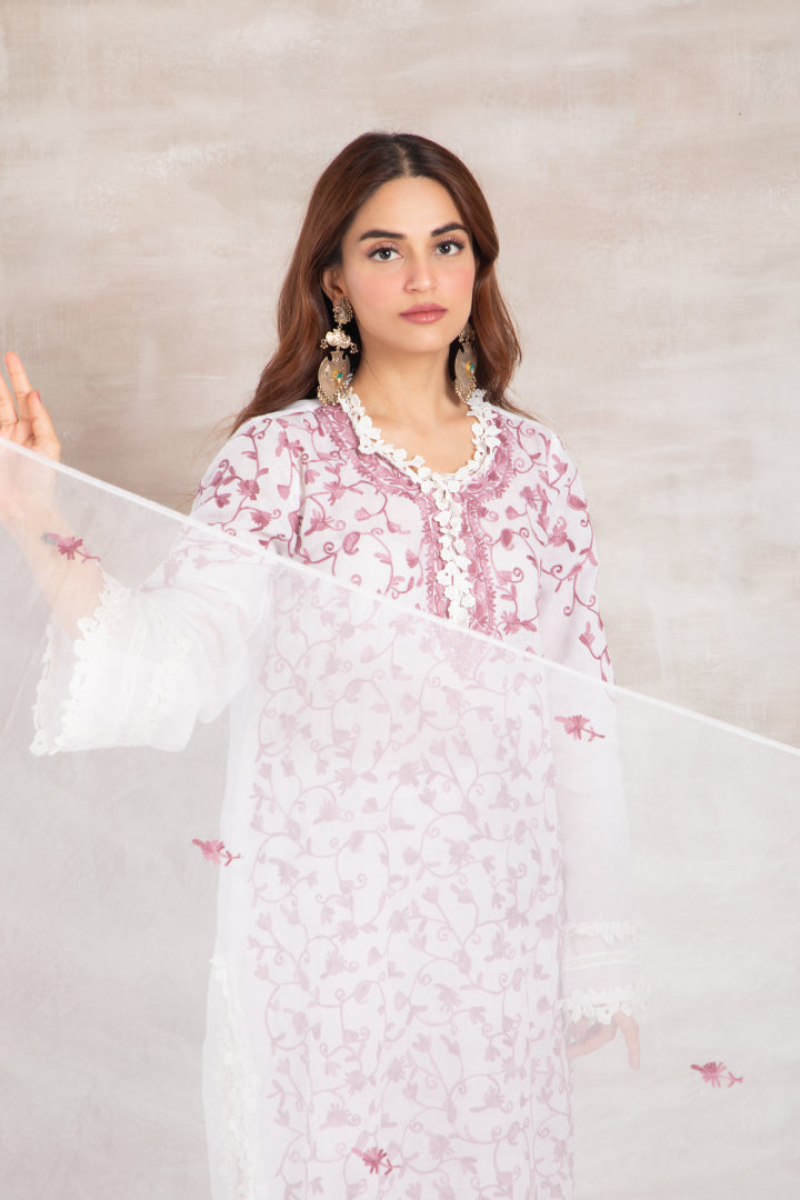 Firdaus White Cotton Kurta Set