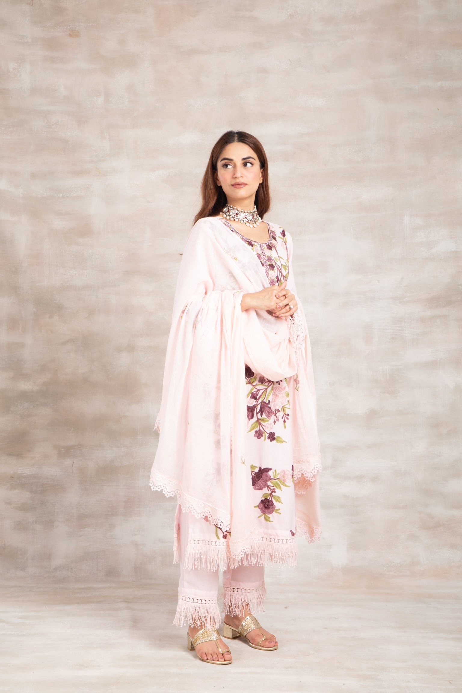 Firdaus Pink Cotton Kurta Set