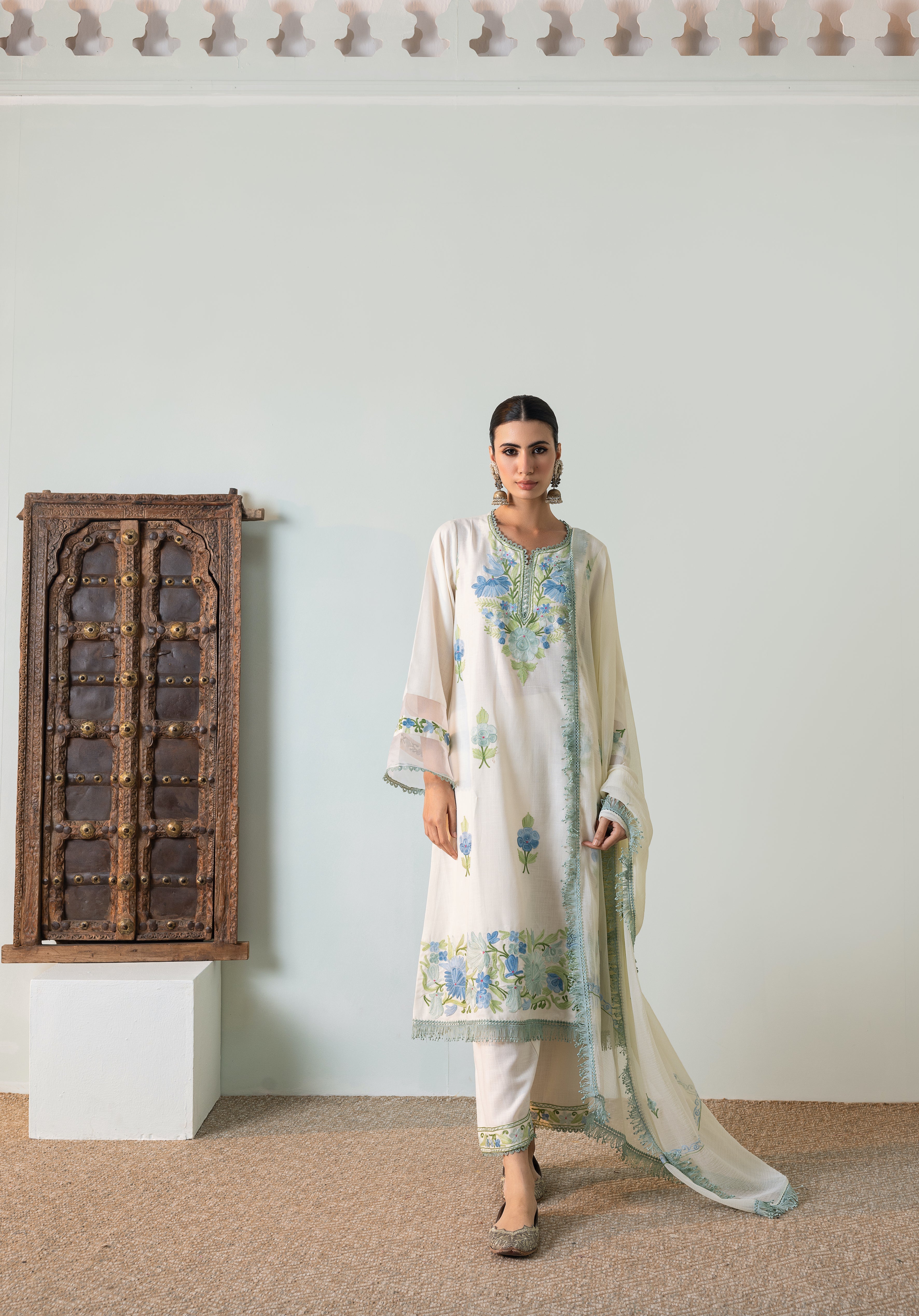 Off White Cotton Kurta Set