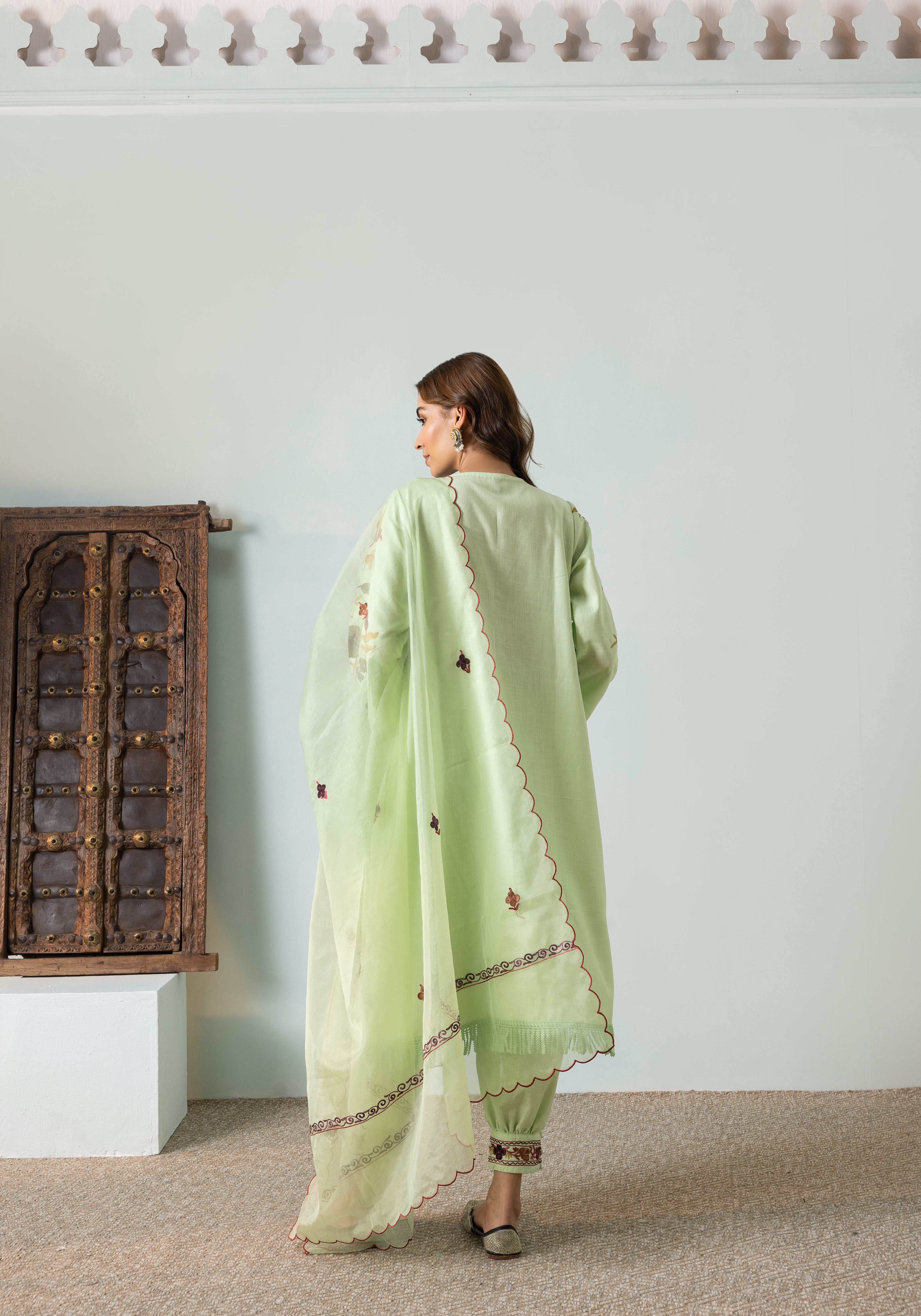 Green Cotton Kurta Set